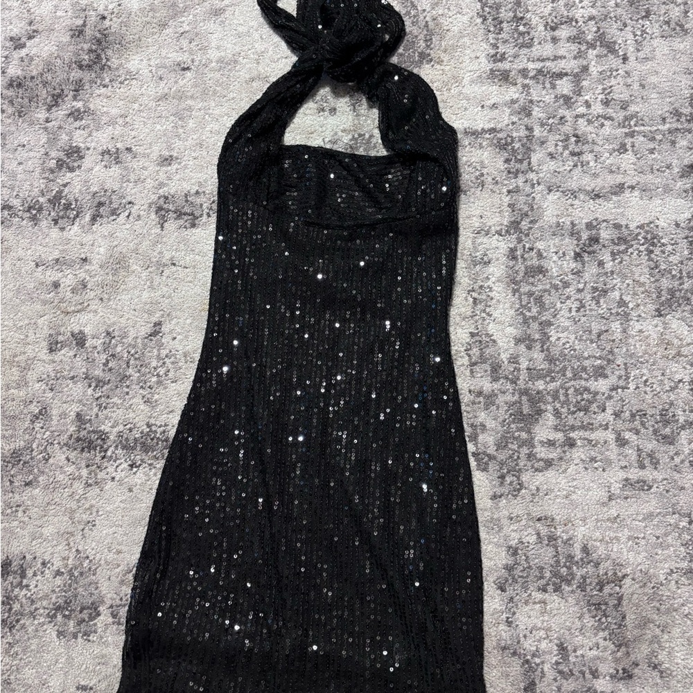 Lucy in the Sky Black Halter Dress